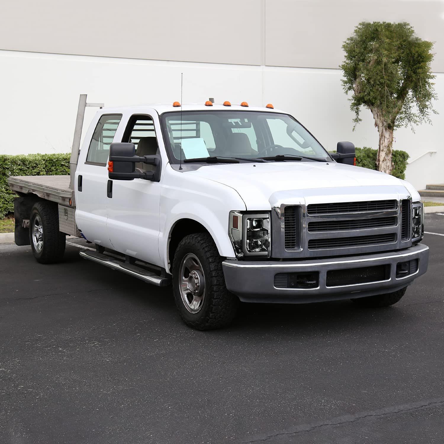 Spec-D Tuning Led Light Bar Smoke Lens Projector Headlights Compatible With 2008-2010 Ford F250/F350/F450/F550 Super Duty, Left + Right Pair Headlamps Assembly