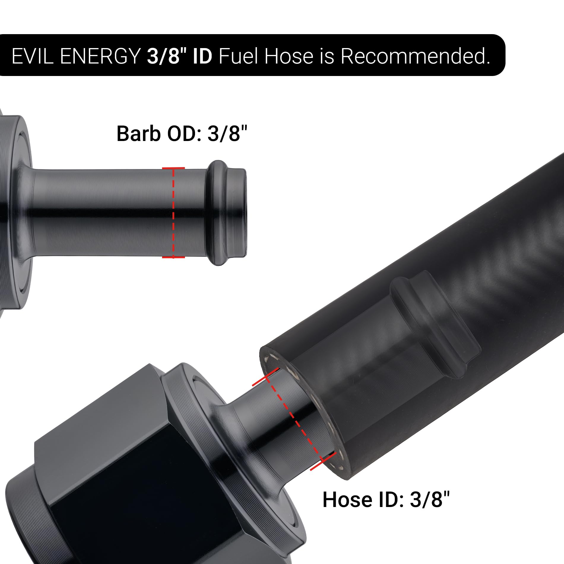 EVIL ENERGY 8AN Female to 3/8'' Barb Hose Fitting Straight Swivel 2PCS