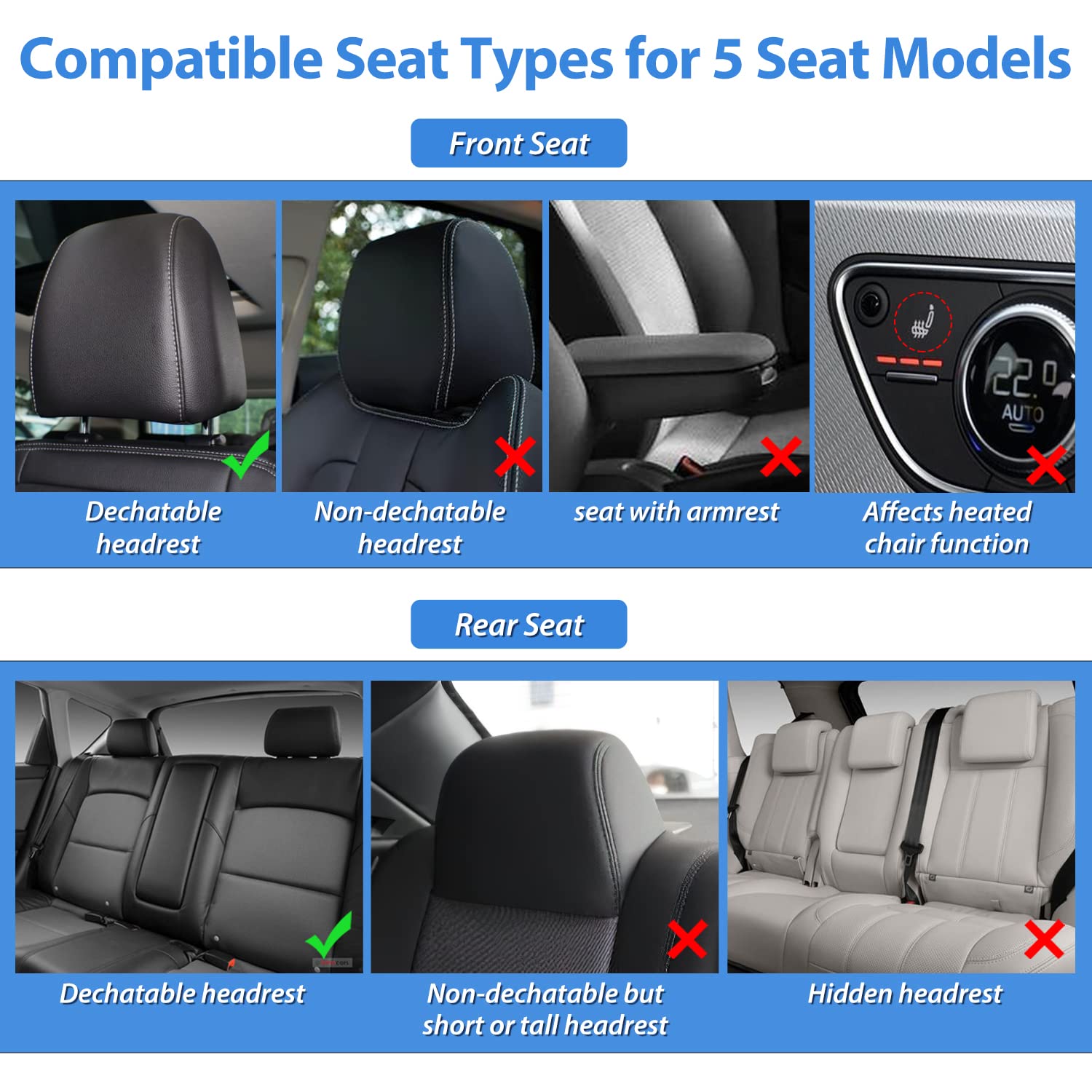 Nilight Car Seat Covers Custom Fit 2009-2024 Ram 1500 And 2010-2024 2500 3500 Crew Cabs Mega Cab Waterproof Leather Cushion For