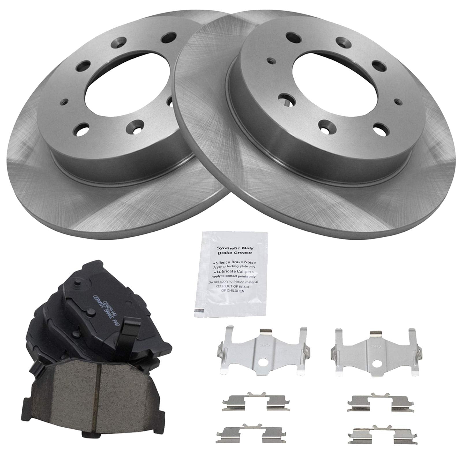 Trq Rear Brake Pad & Rotor Kit Brake Pads Brake Rotor Ceramic Compatible With 2004-2009 Kia Spectra 2005-2009 Spectra5