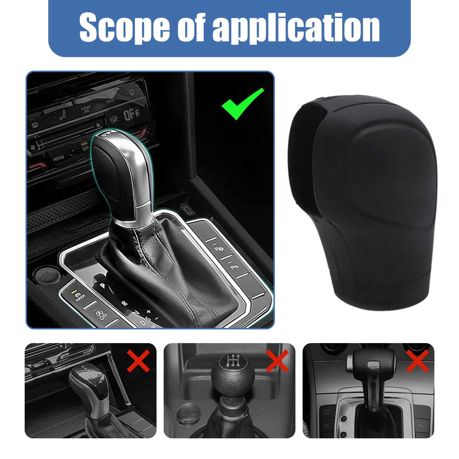 Ziciner 2PCS Car Gear Shift Knob Cover, Elastic Silicone Car Automatic Shift Protect Accessories, Anti-Slip Auto Knob Gear Stick