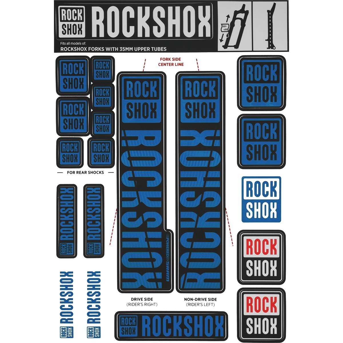 RockShox Decal Kit, 35mm, Blue