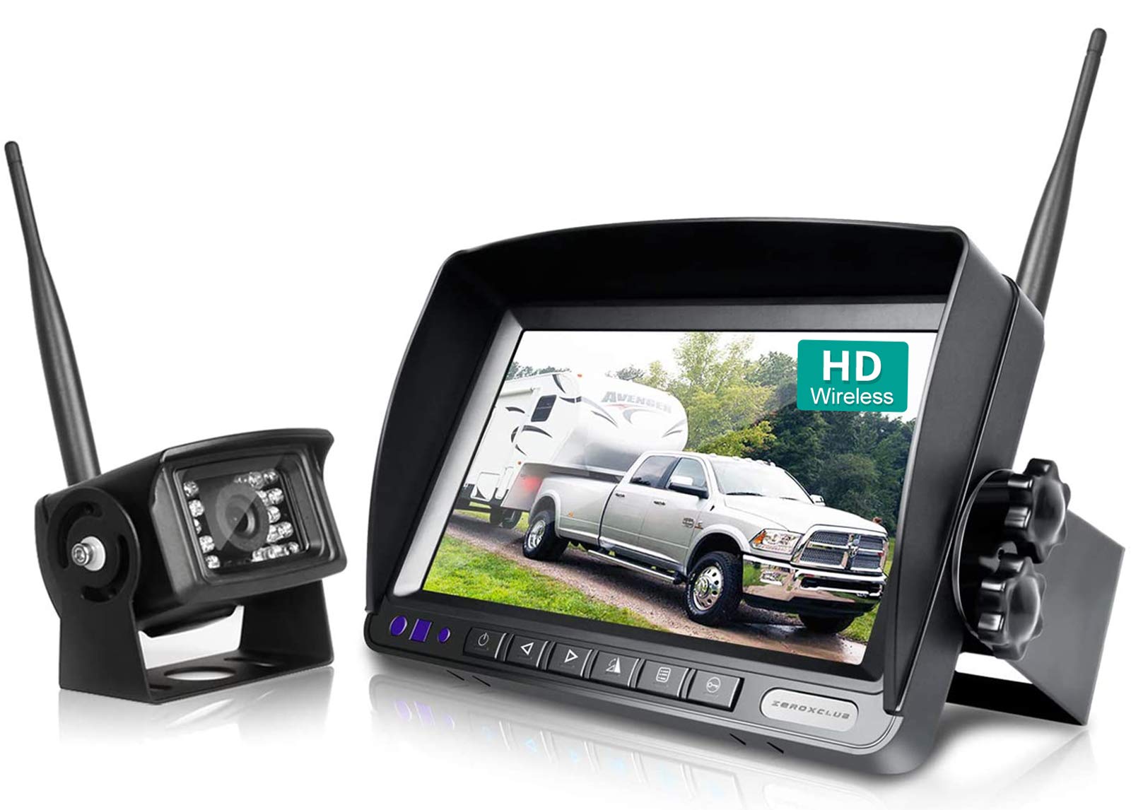 Zeroxclub Digital Wireless Backup Camera System Kit, Ip69 Waterproof Wireless Rear View Camera + 7 Lcd Wireless Reverse Monitor 