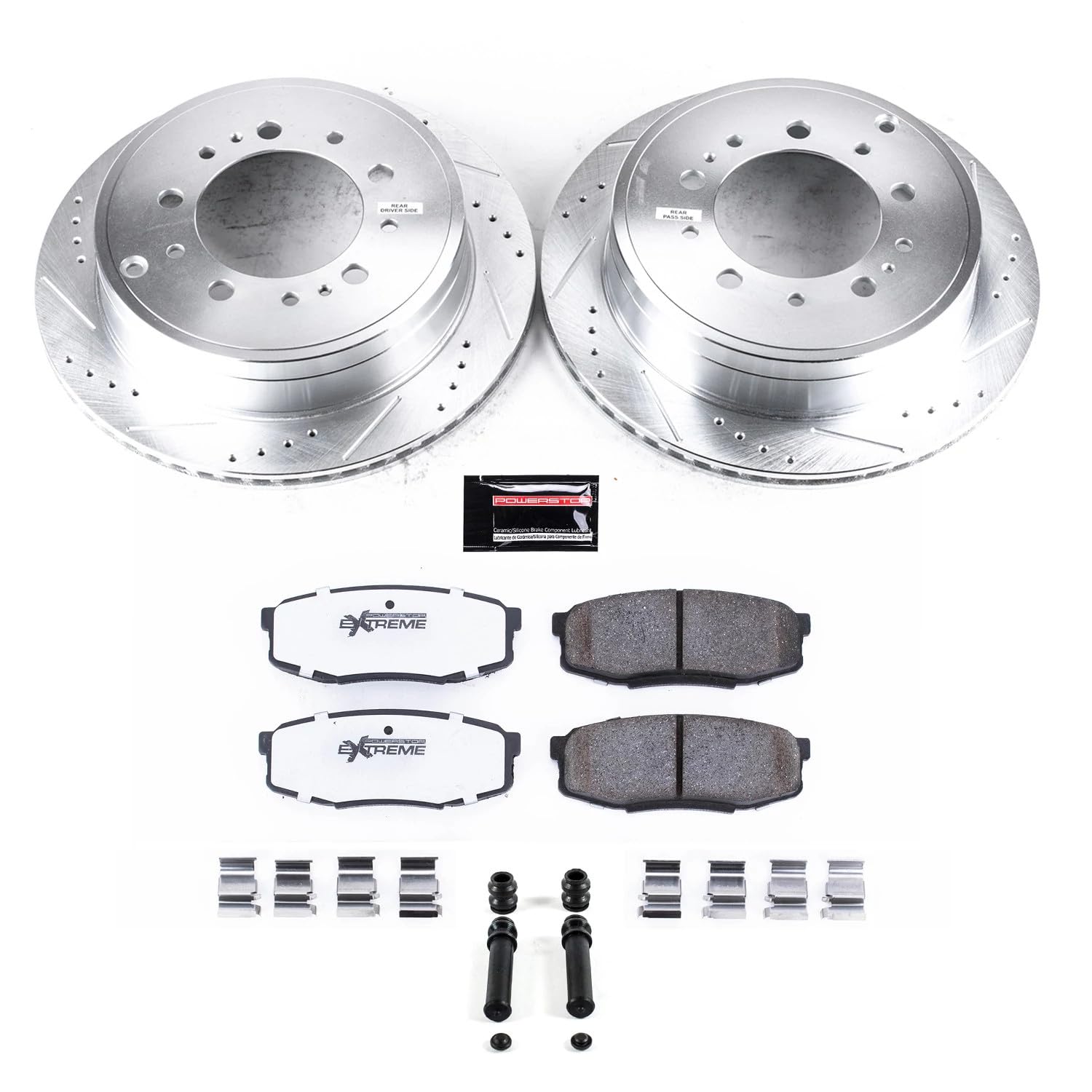 Power Stop Brake Kit For 2008-2021 Lexus LX570 Toyota Tundra Land Cruiser Sequoia - Rear Truck & Tow Carbon Fiber Ceramic Brake