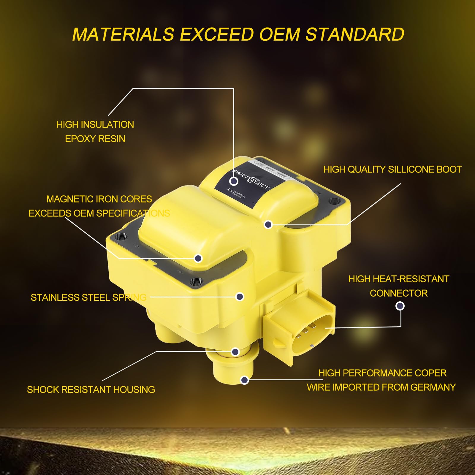 Partselect 2Pcs Ignition Coil Pack FD487 Replacement for Ford F150 E-150 Explorer Ranger Lincoln Town Car Mark VIII Mazda B2500