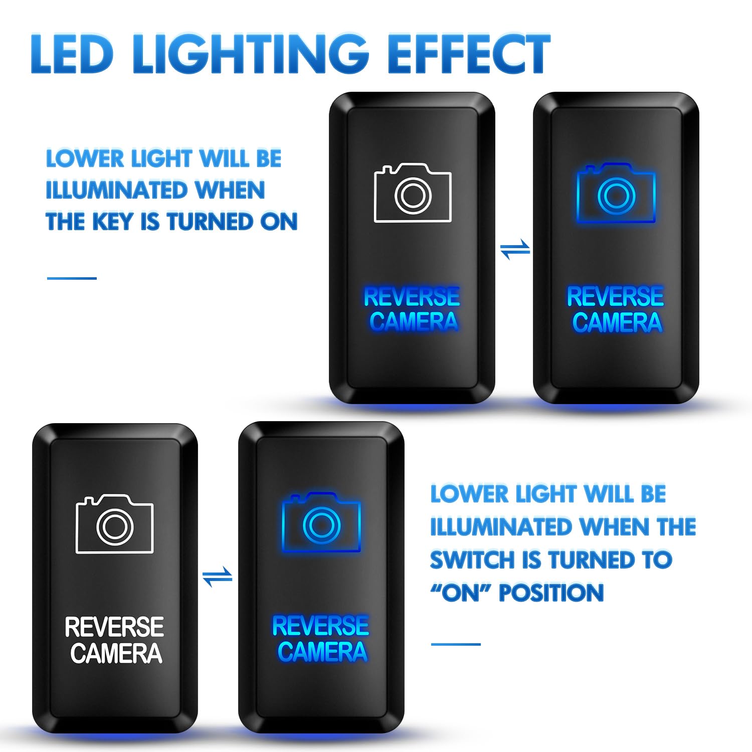 Nilight Reverse Camera Push Button Switch 12V On Off Switches With Connector Wire Kit 1.54'' X 0.83'' Replacement For Toyota Fj
