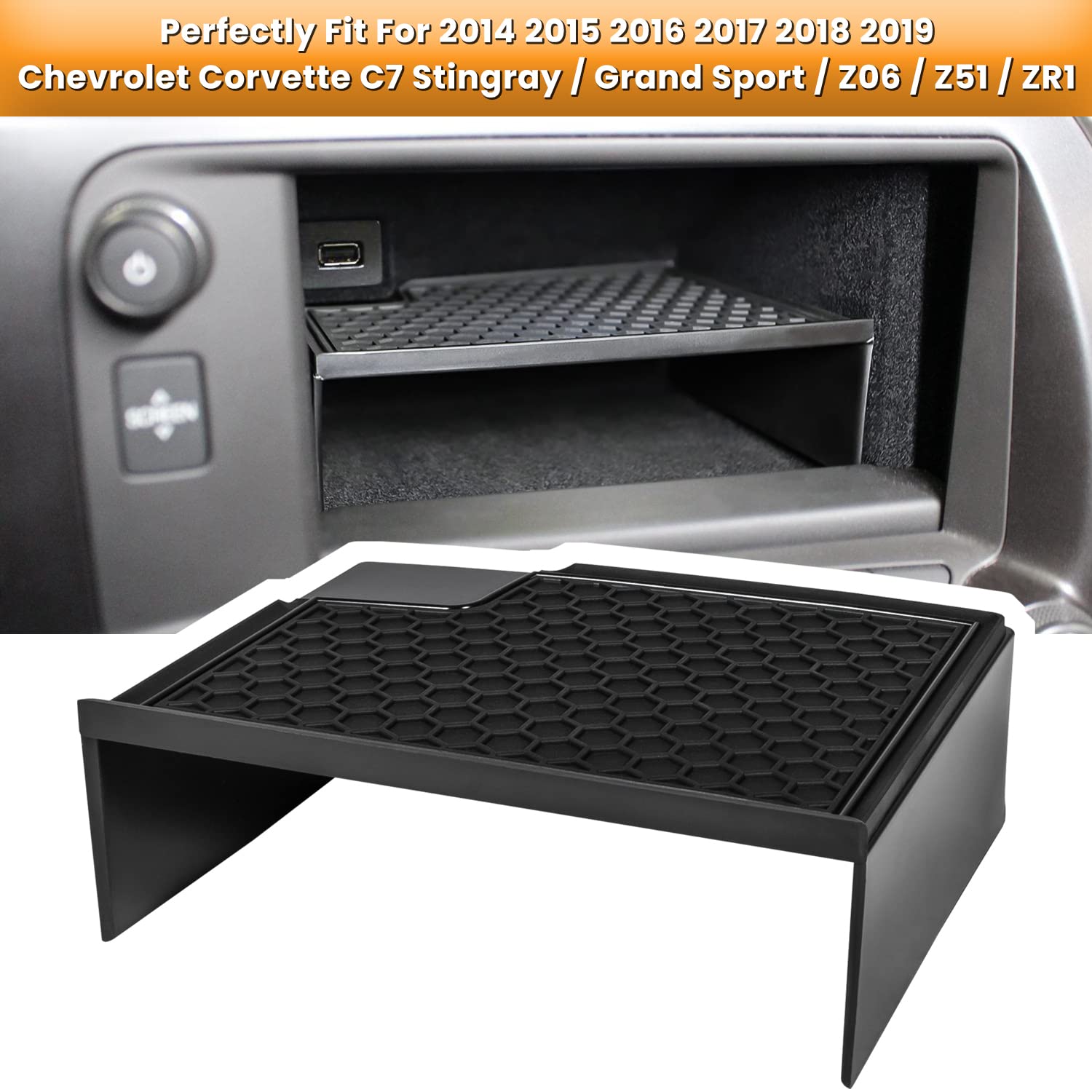 E-Cowlboy Dashboard Display Storage Bin Tray Holder For Chevrolet Corvette C7 Z06 Z51 Zr1 Stingray Grand Sport 2014 2015 2016 20
