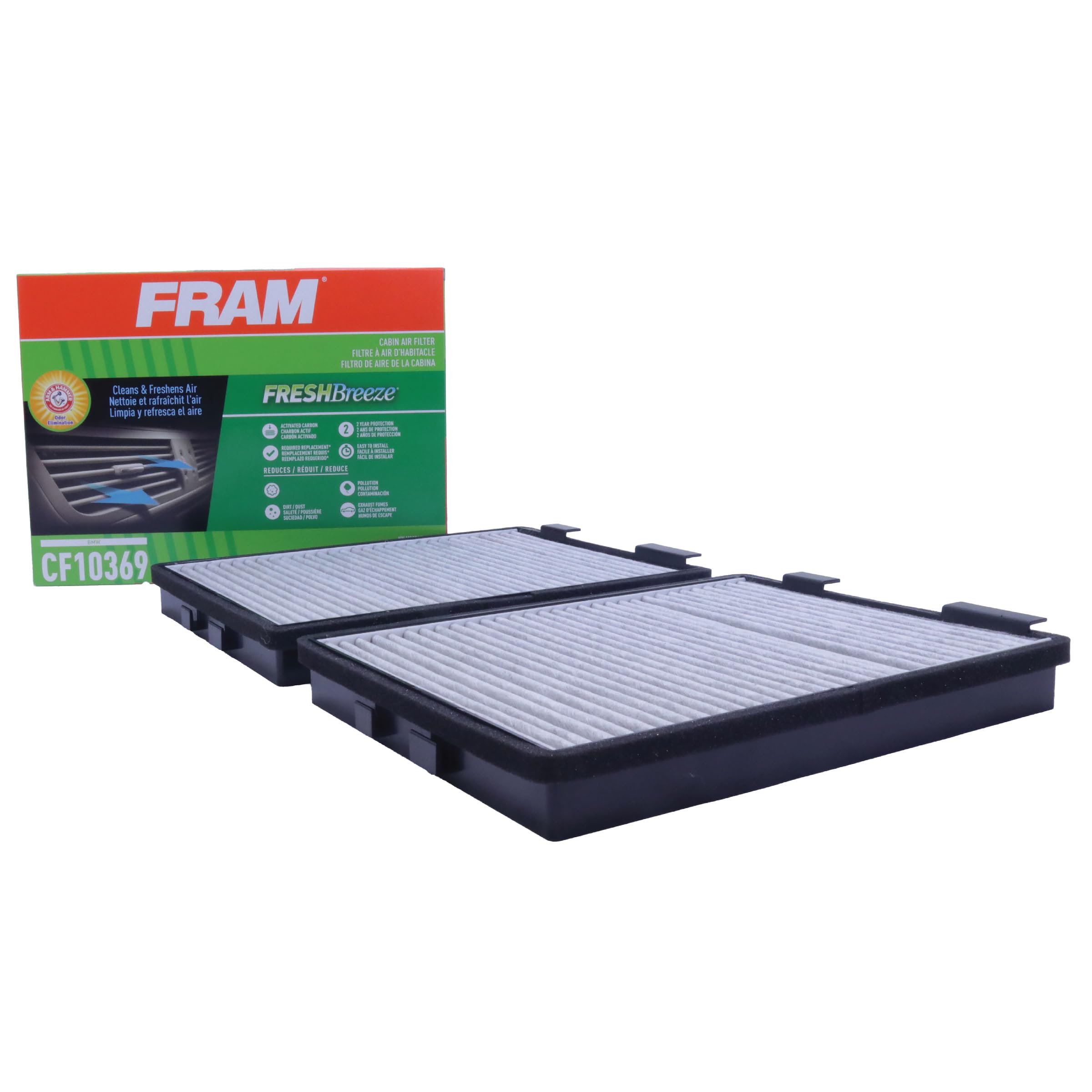 Fram Fresh Breeze Cabin Air Filter With Arm & Hammer Baking Soda, Cf10369 For Select Bmw Vehicles , White