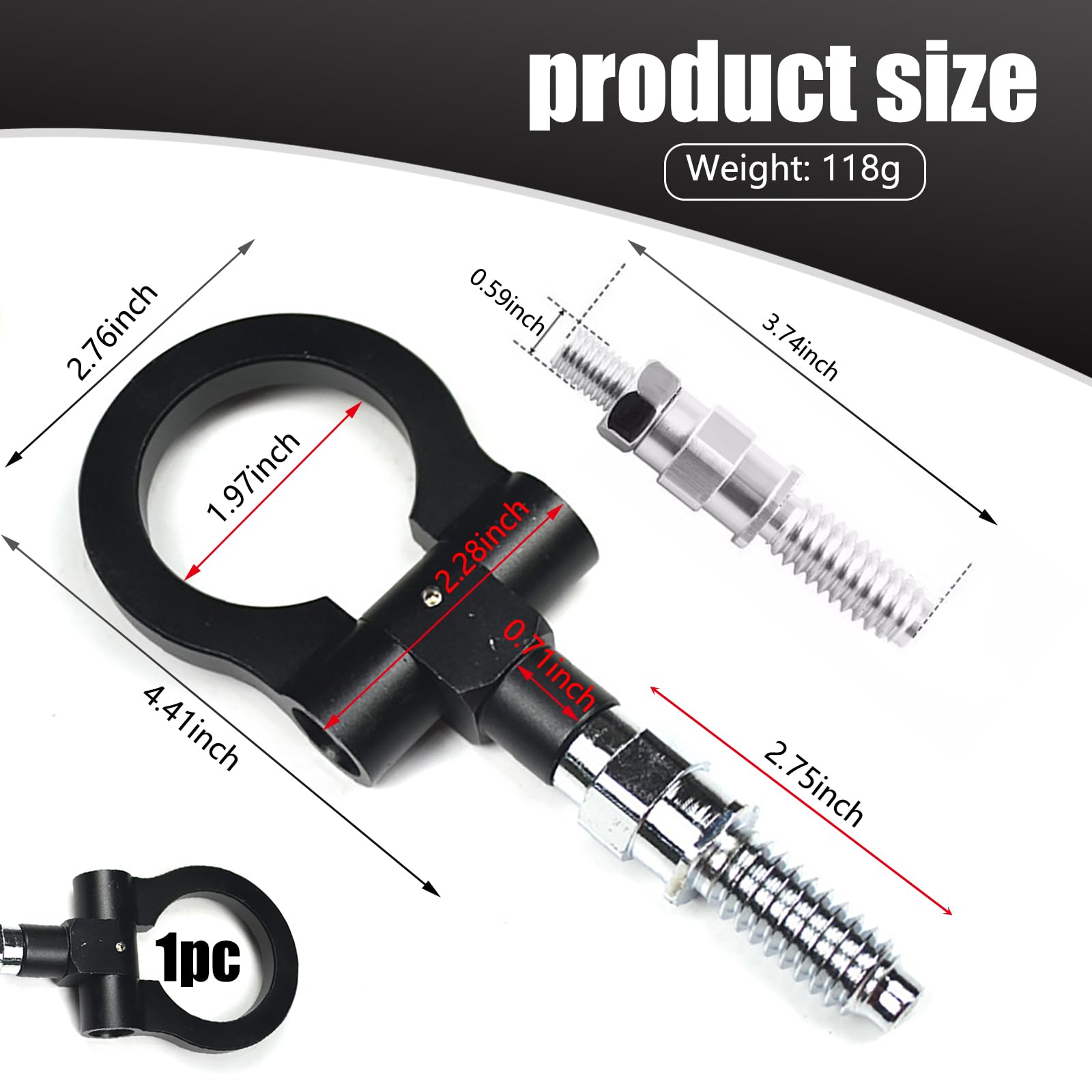 Yumfugu 1 PC Car Front Bumper Pull Ring, Alloy Knock-Resistant Structure Stable Screw-in Tow Hook, Multi-Functional Modification