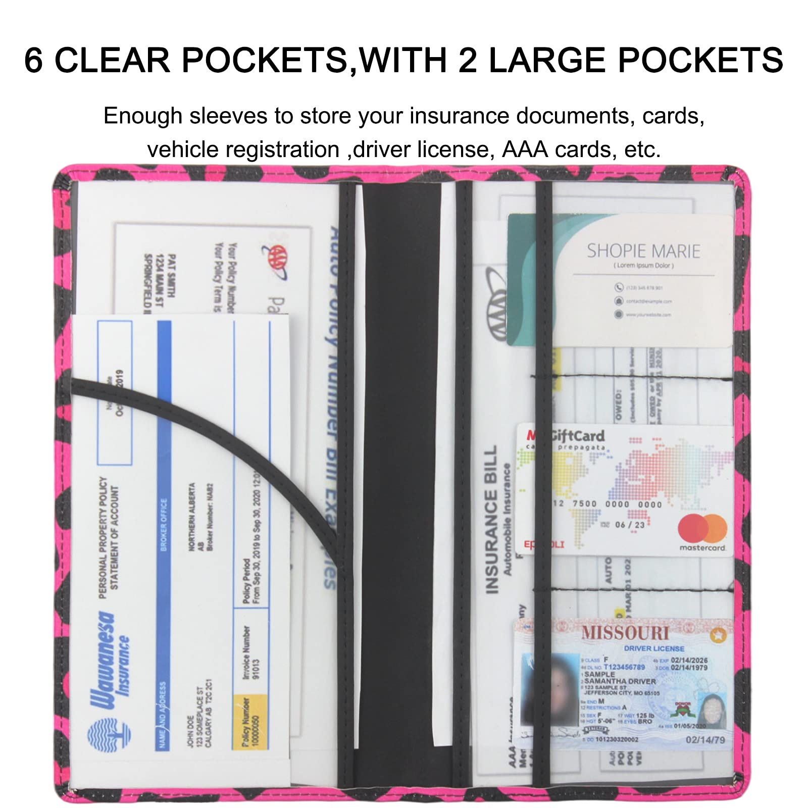 Lumimokki Premium Car Registration & Insurance Card Holder With Magnetic Shut, Vehicle Glove Box Car Organizer - For Documents,