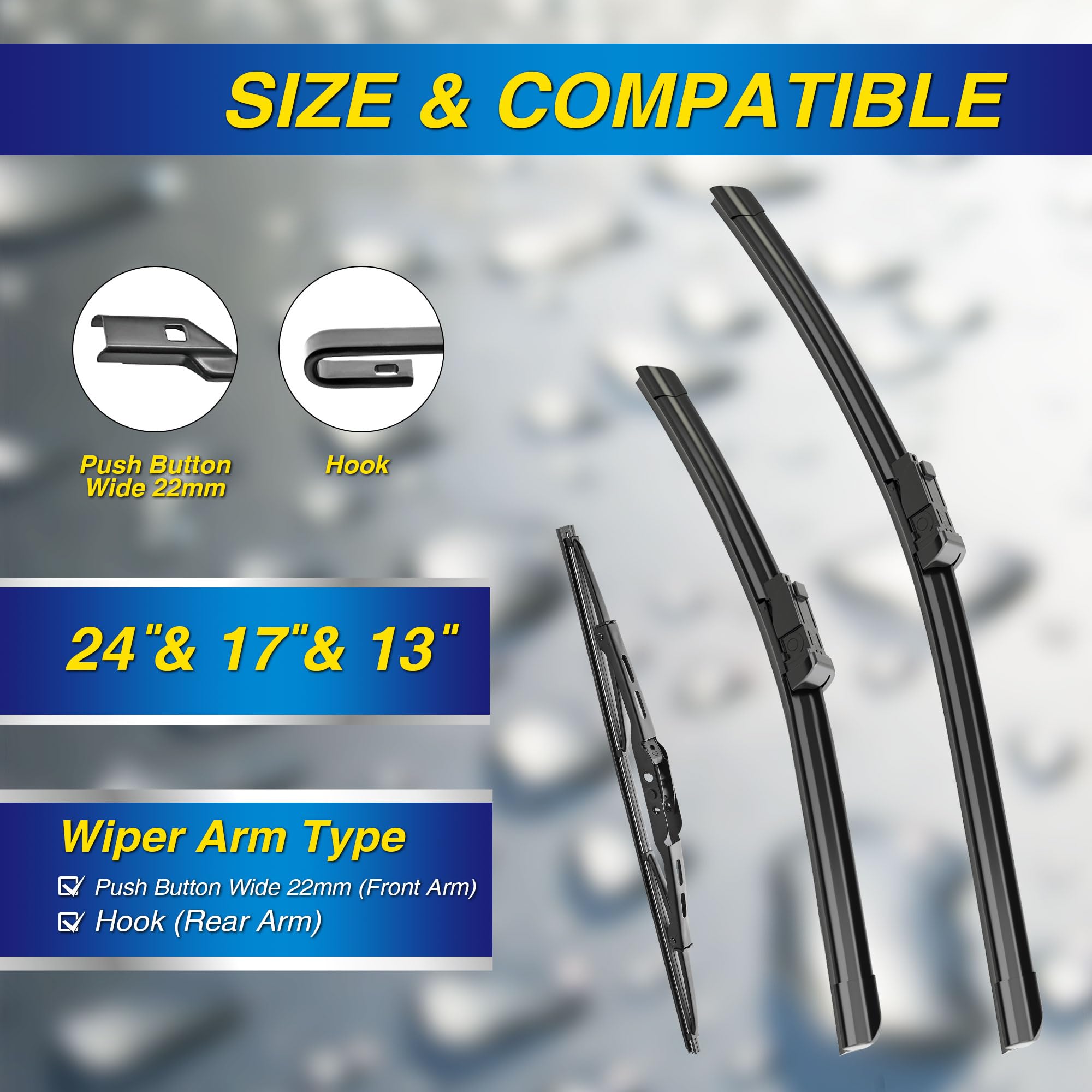 5 Plus Silicone Windshield Wiper Blades Replacement For 2017-2010 Gmc Terrain / 2017-2010 Chevy Equinox Wiper Blades(Set Of 3),A