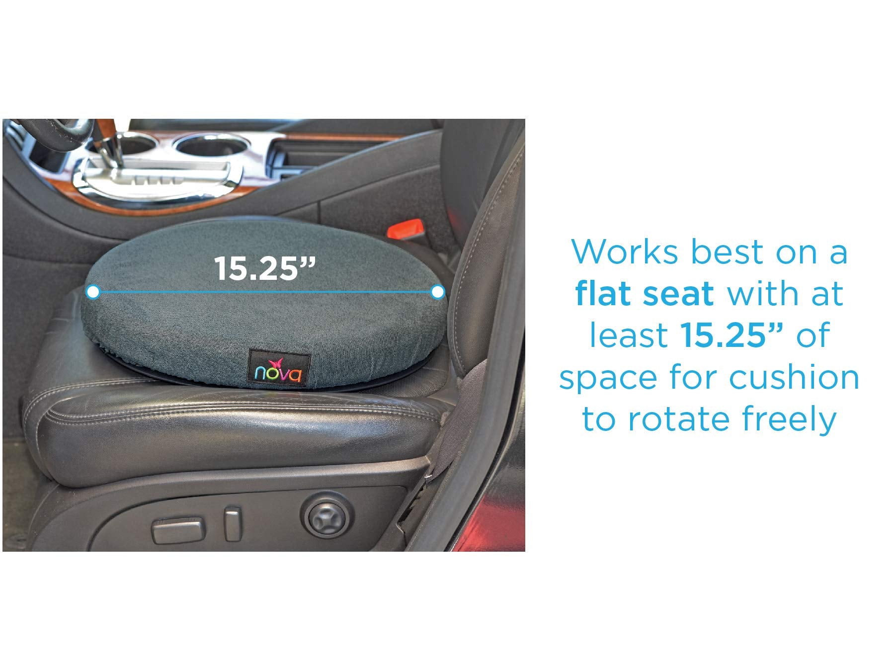 NOVA Swivel Seat Cushion for Car or Chair, 360 Degree Pivot Disc for Easy Transfer, 2    Thick Cushion with Removable Cover
