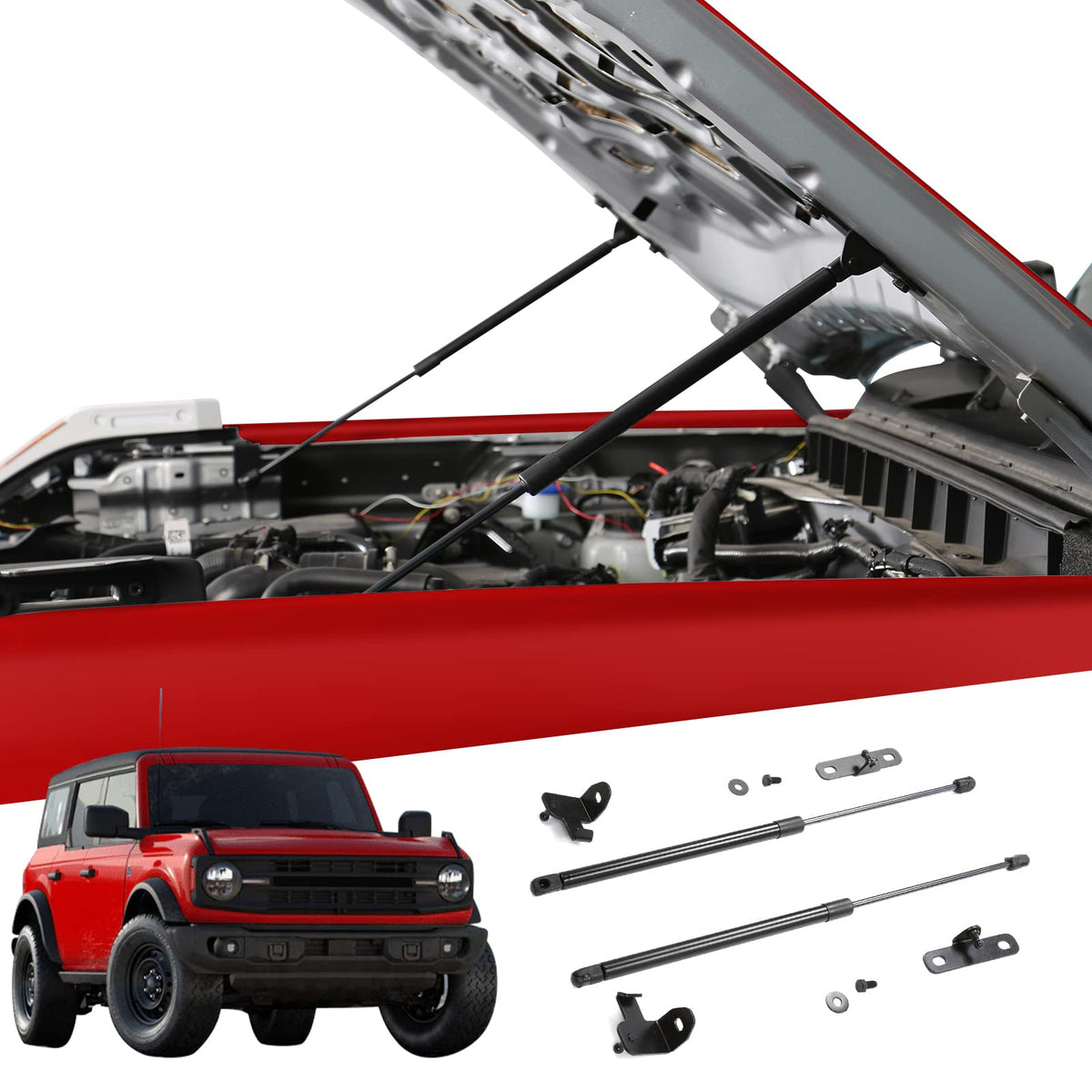 Mabett Front Bonnet Hood Lift Supports Upgraded Version for Ford Bronco Accessories 2021 2022 2023 2024 2/4-Door Shock Struts Ga