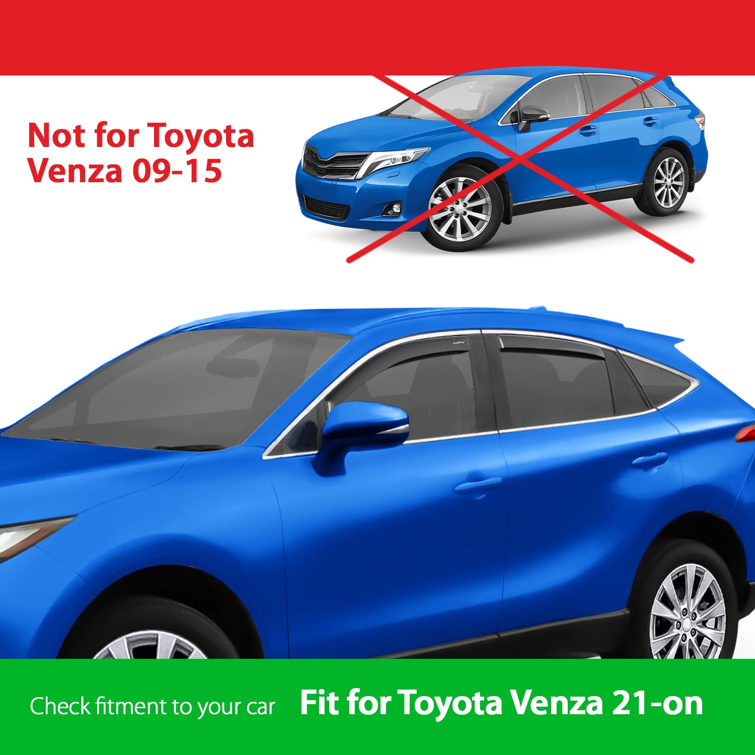 Goodyear Shatterproof In-Channel Window Deflectors For Toyota Venza 2021-2025, Rain Guards, Window Visors For Cars, Vent Deflect