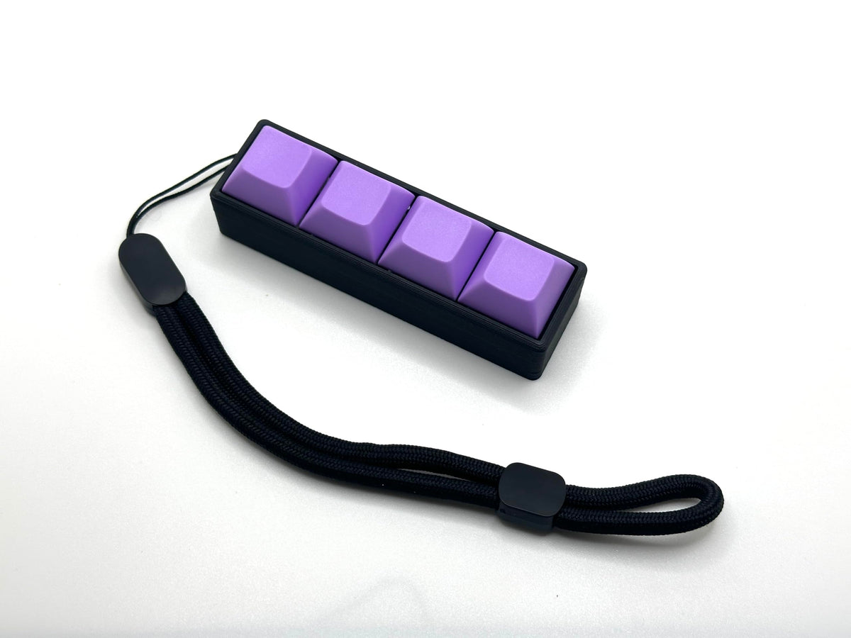 Four-Button Clicky Mechanical Switch Fidget Toy | Stim Toy, Stress Relief, Adhd (Black Base, Lavender Keycaps)
