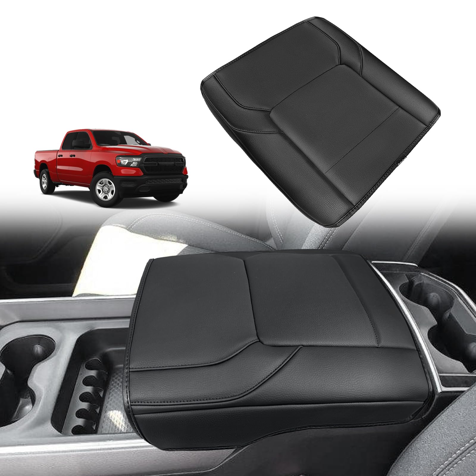 Muslogy Center Console Armrest Cover Compatible With Dodge Ram1500 2500 3500 2019-2025 Comfort Armrest Pad Arm Rest Cushion Vega