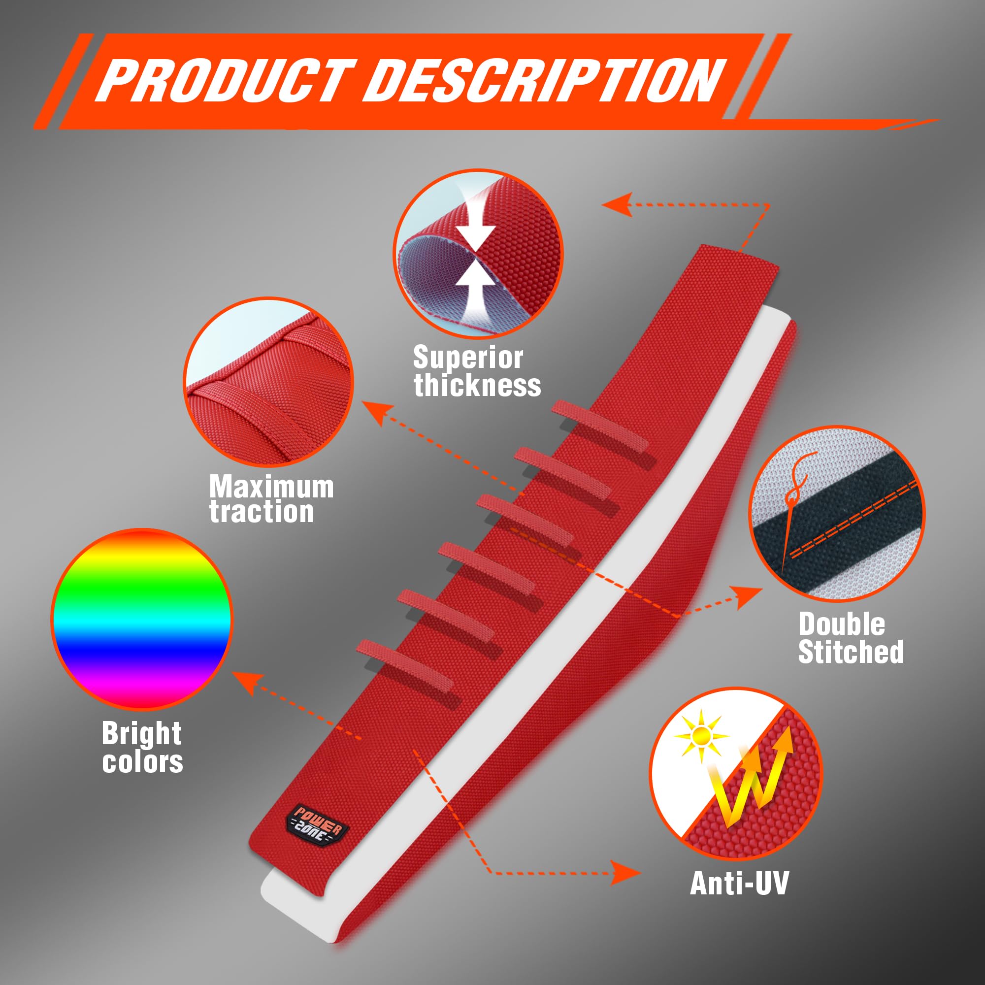 Fewfuss Dirt Bike Seat Cover - White Stripe Universial Seat Cover For Dirt Bike - Motorcycle Motorcross Enduro Seat Covers (All