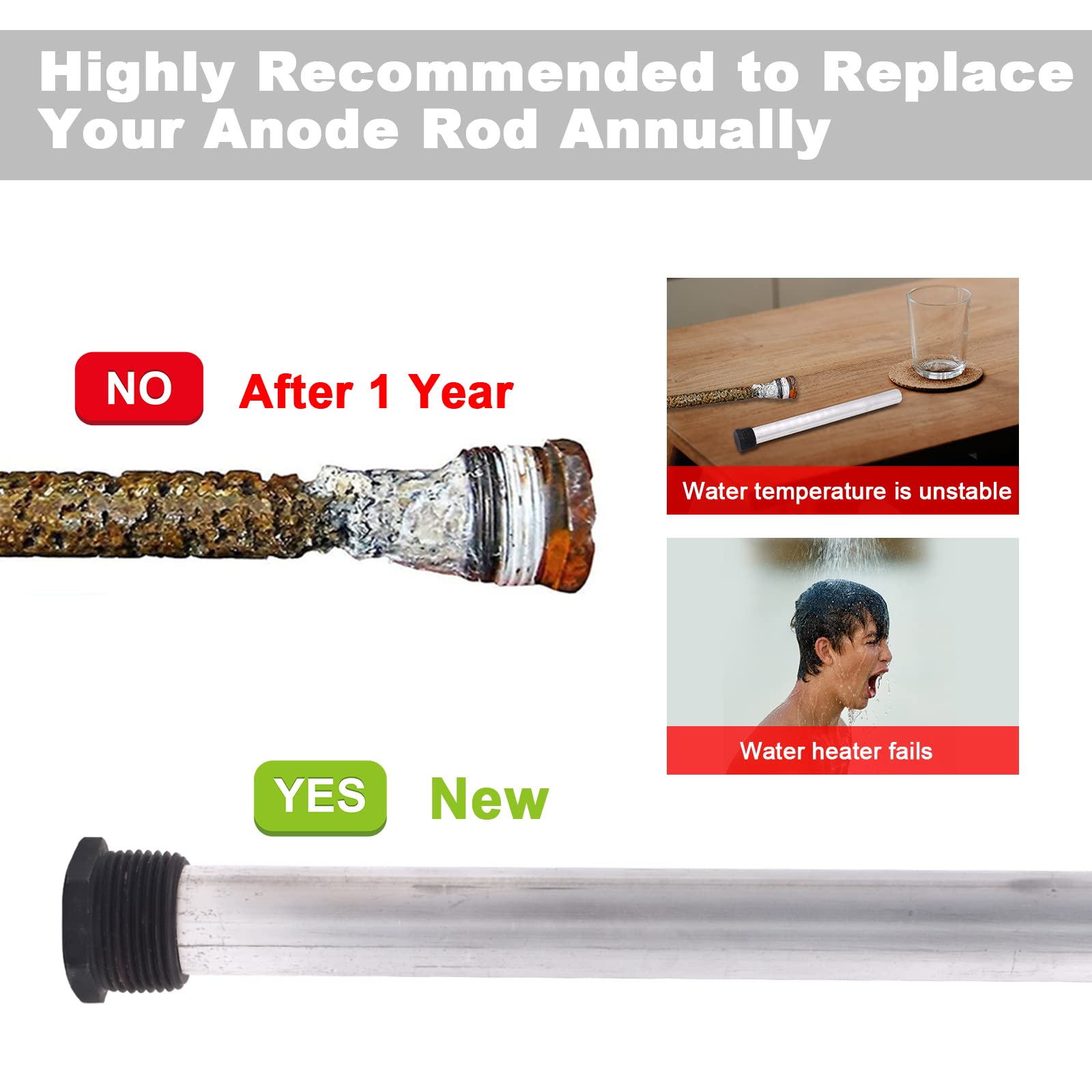 2 Pack Rv Water Heater Anode Rod - 9.25 L X 3/4 Npt, Replacement Part For Suburban Water Heater 232767