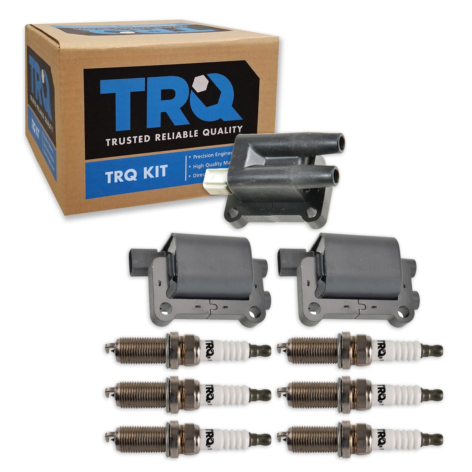Trq Ignition Kit Ignition Coil Spark Plugs Compatible With 1997-2000 Mitsubishi Montero 1999-2000 Montero Sport
