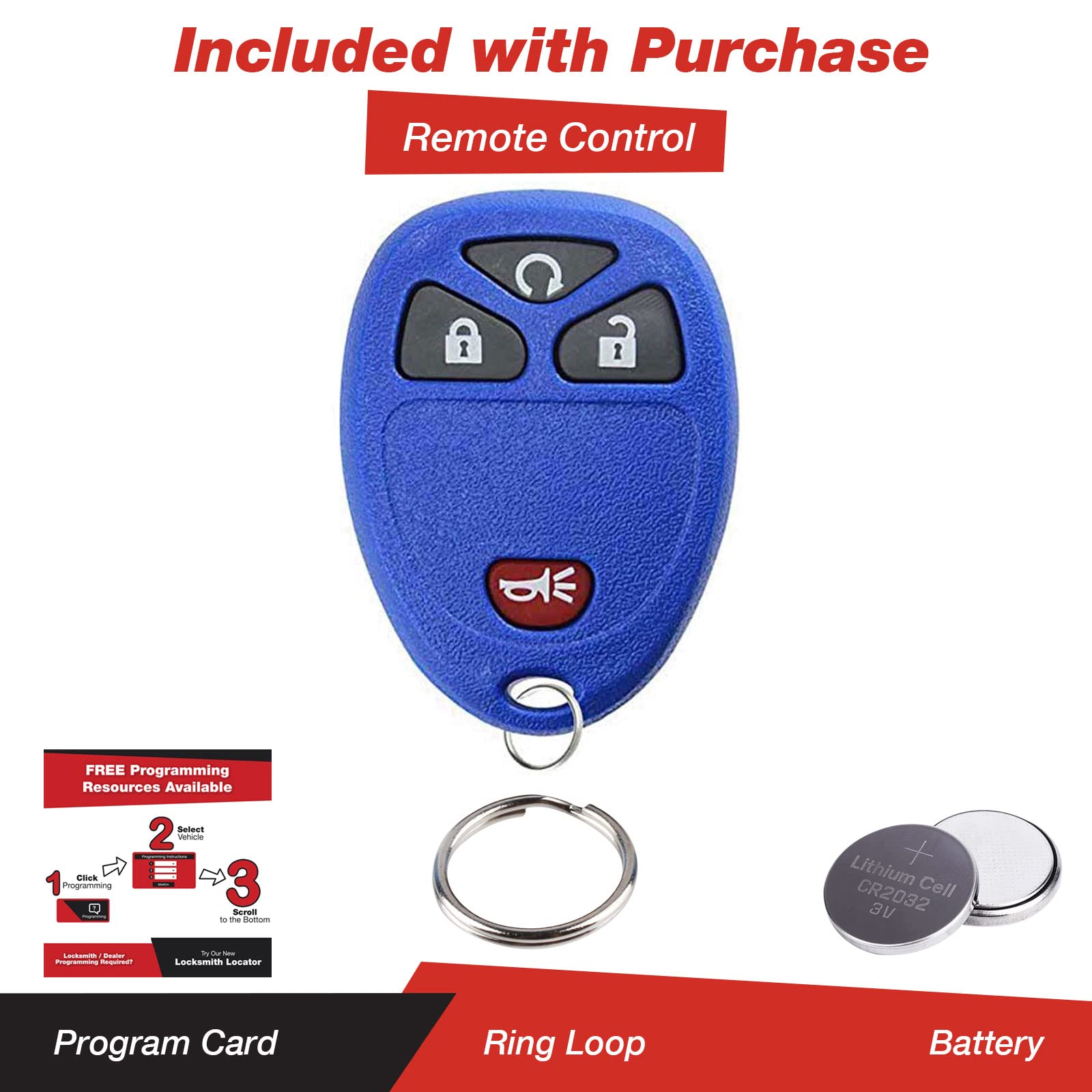 Keylessoption Keyless Entry Remote Control Car Key Fob Replacement For 15913421 -Blue