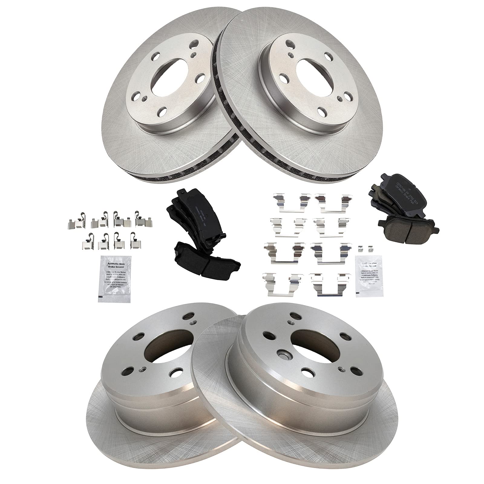 Trq Front And Rear Brake Pad & Rotor Kit Brake Pads Brake Rotor Ceramic Compatible With 1997-1999 Lexus Es300 Toyota Camry 1999