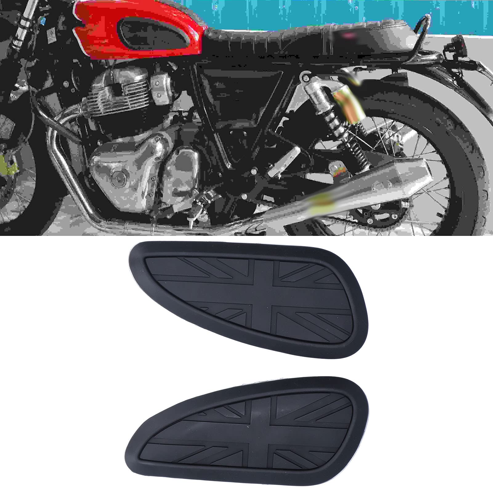 Kimiss Motorcycle Tank Knee Pad, Fuel Tank Sticker Pad Protector Rubber Replacement For Bonneville T100 T120/Speed ??Twin/Street Scrambler(Black)
