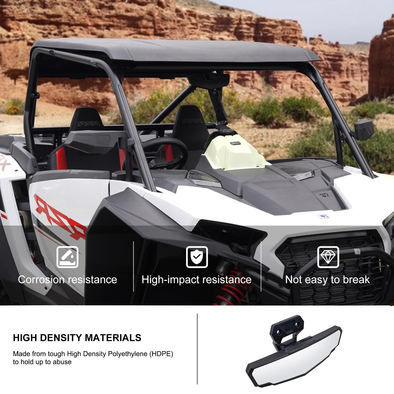 Kiwi Master Rear View Center & Side Mirrors Compatible With 2024 Polaris Rzr Xp 1000 Accessories, 2021-2024 Rzr Trail/Trail S Adjustable Folding Rear View Racing Mirror # 2884524 2883763