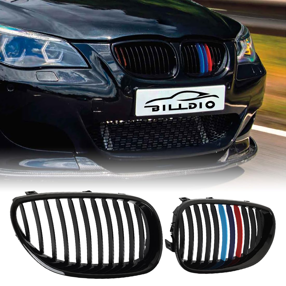 Billdio E60 Grille,Front Kidney Grill M Color Grille Compatible With 2003-2009 Bmw 5 Series E60 E61 520I,523I,525I,528I,530I,535