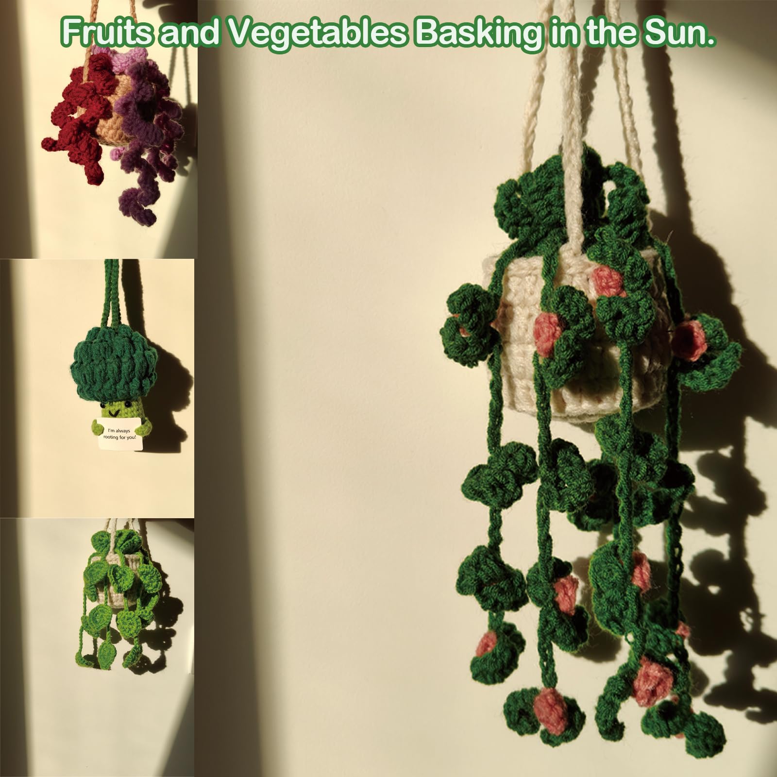 Cute Car Plant Accessories Cute Plant Crochet Car Mirror Suspension Accessories Orchid Potted Crochet Hand Woven Rearview Mirror