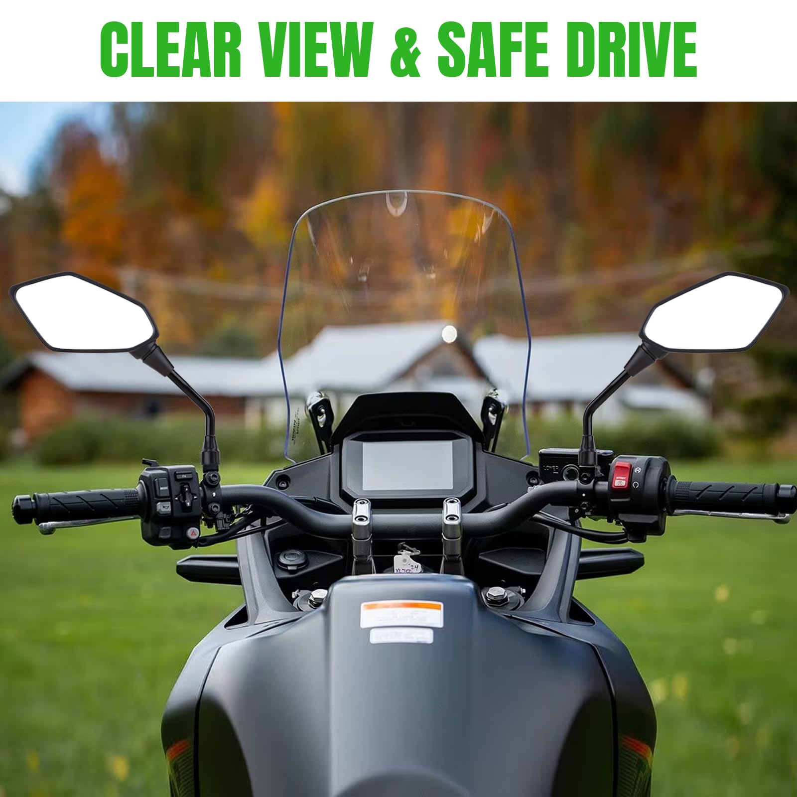 Cicmod Motorcycle Rear View Side Mirrors With M8 M10 Threaded Bolts For Motorcycle, Scooter, Atv, Dirt Bike, Cruiser