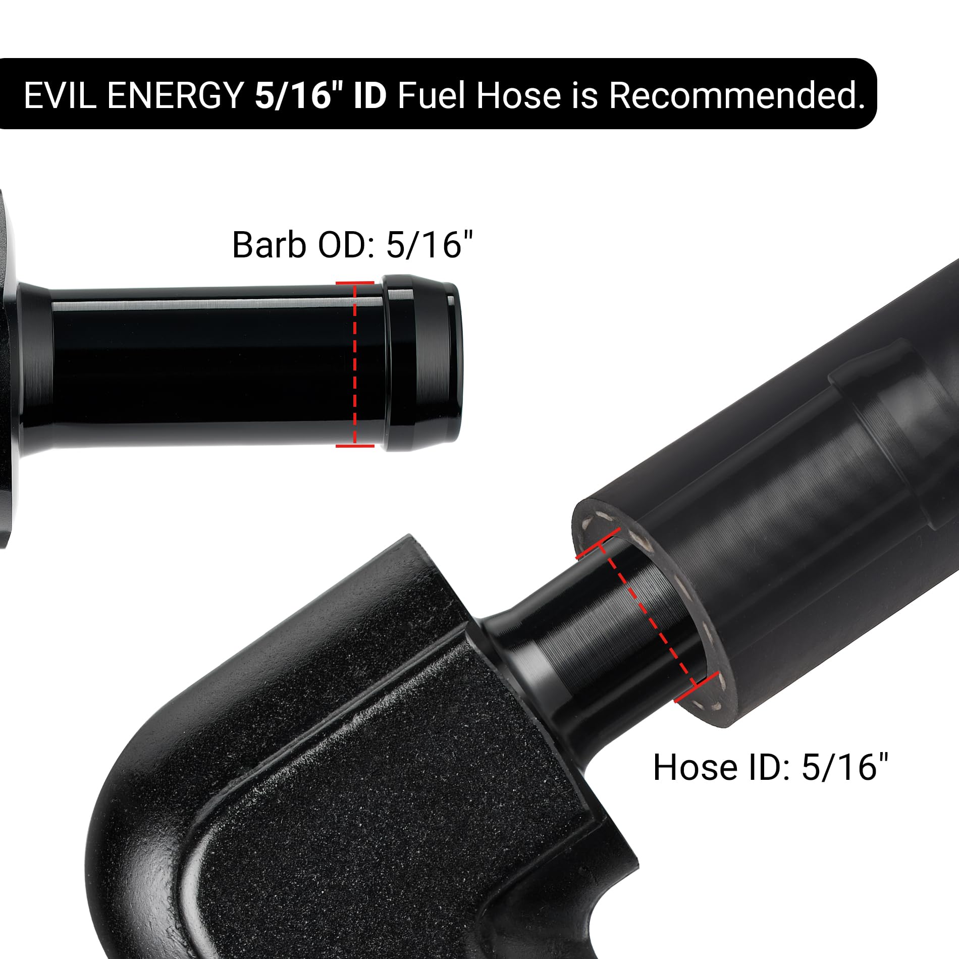 Evil Energy 8An Female To 5/16'' Barb Hose Fitting 90 Degree Swivel