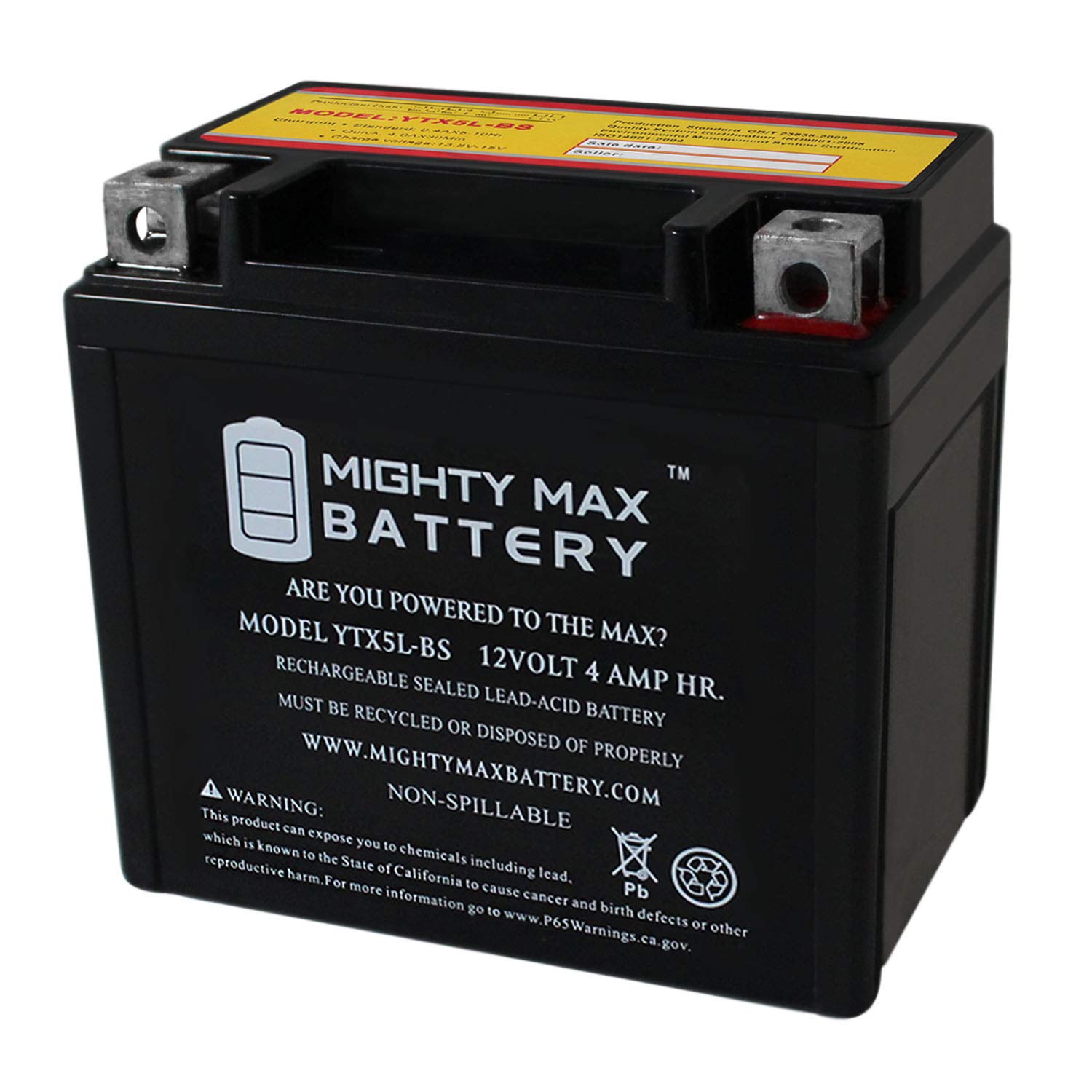 Mighty Max Battery Ytx5L-Bs Battery Replaces Yamaha Raptor Polaris Kfx 50 80 90 Scooter