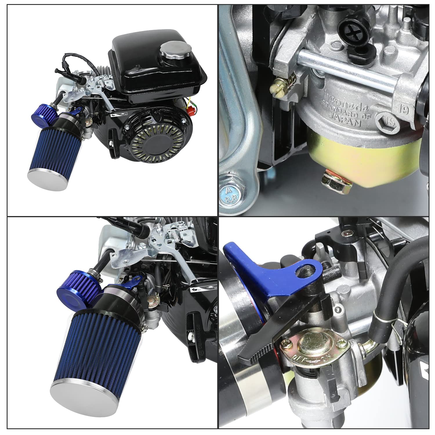YOXUFA 212cc Racing Carburetor Kit for Predator Engines - Blue Metal, Model HYQ03-Blue, High Performance for Mini Bikes & Go Karts