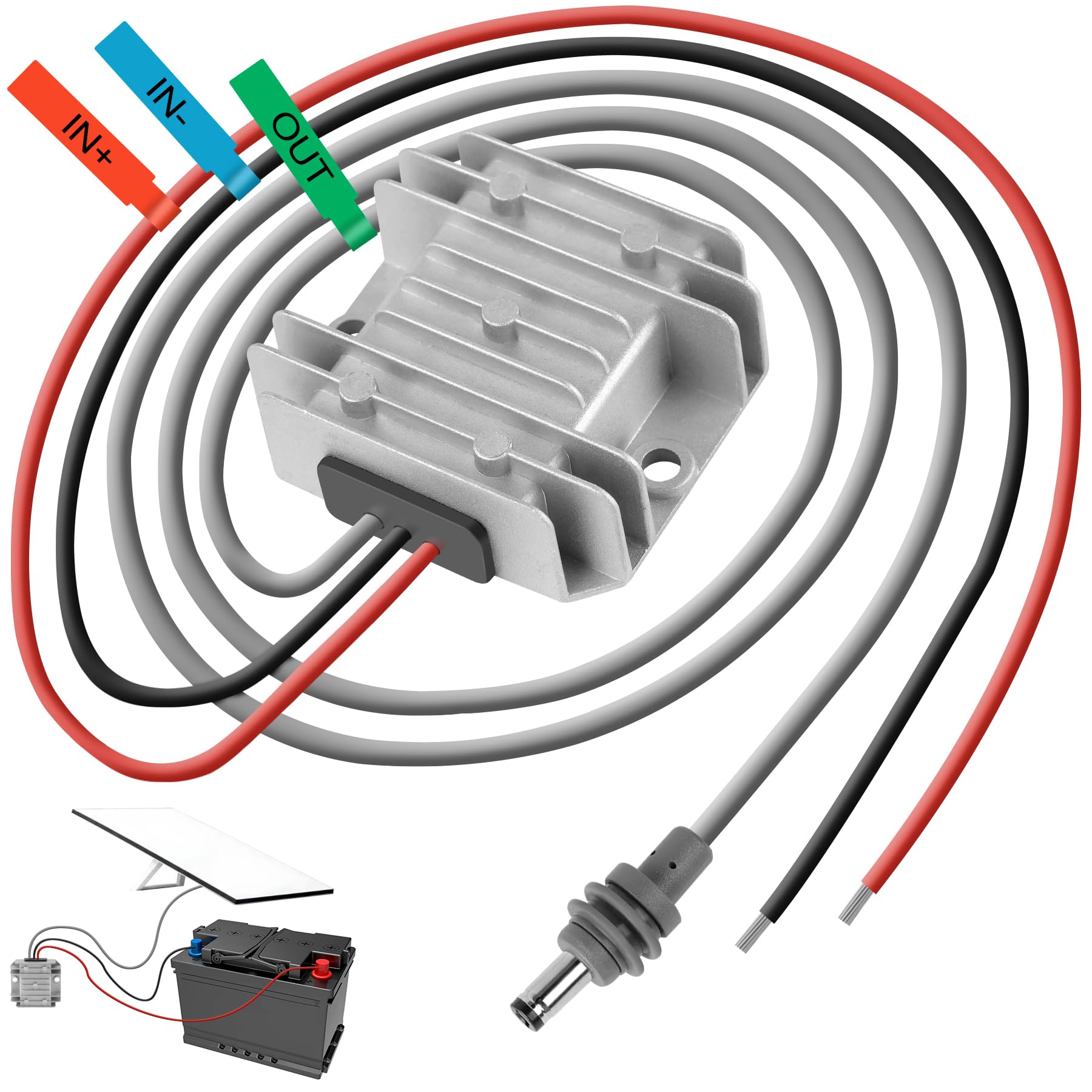 Starlink Mini 12V Adapter 12V/24V to 30V 3.5A, Waterproof DC Step Up Converter with Male Plug 9-28V Input for RV/Off-Grid/Marine
