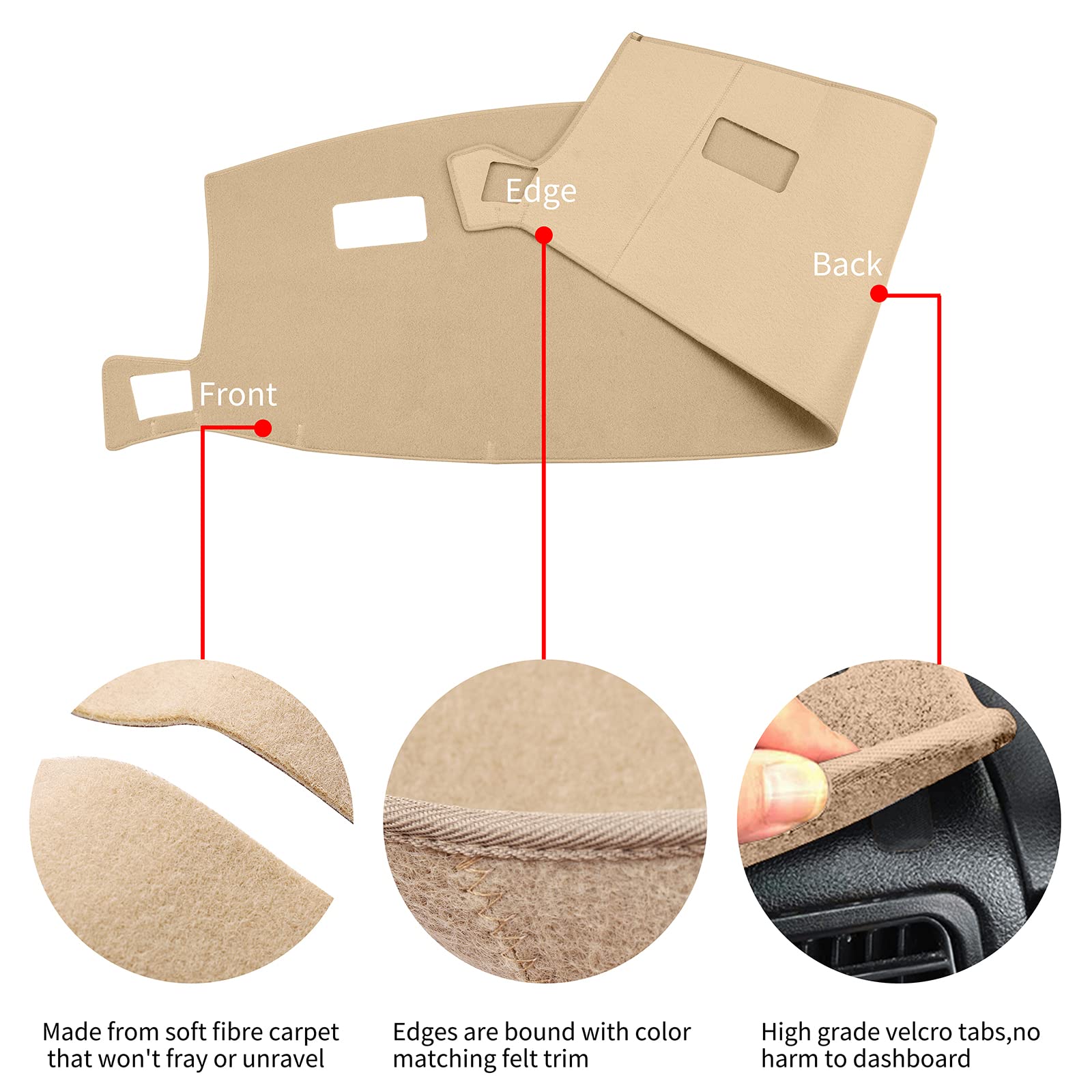 Hanlanka Dashboard Cover Dash Cover Mat Compatible With Dodge Ram 1500 2002-2005,2500/3500 2003-2005(Beige)