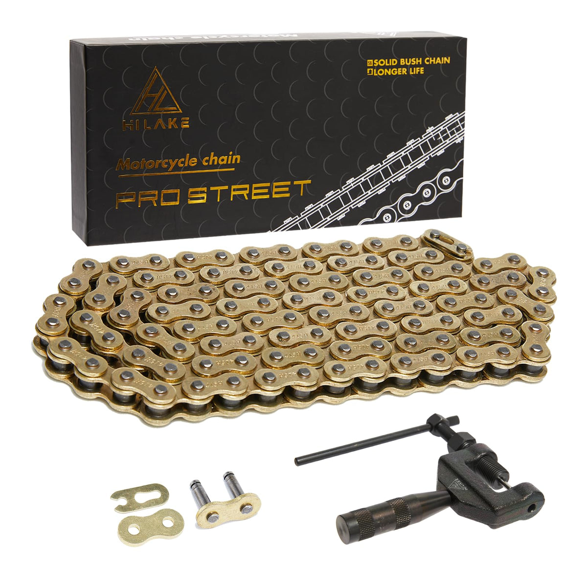 HILAKE 428 Motorcycle Chain 120 Links Non O-Ring with Connecting Master Link and Chain Breaker Heavy Duty Drive Chain for Motorc
