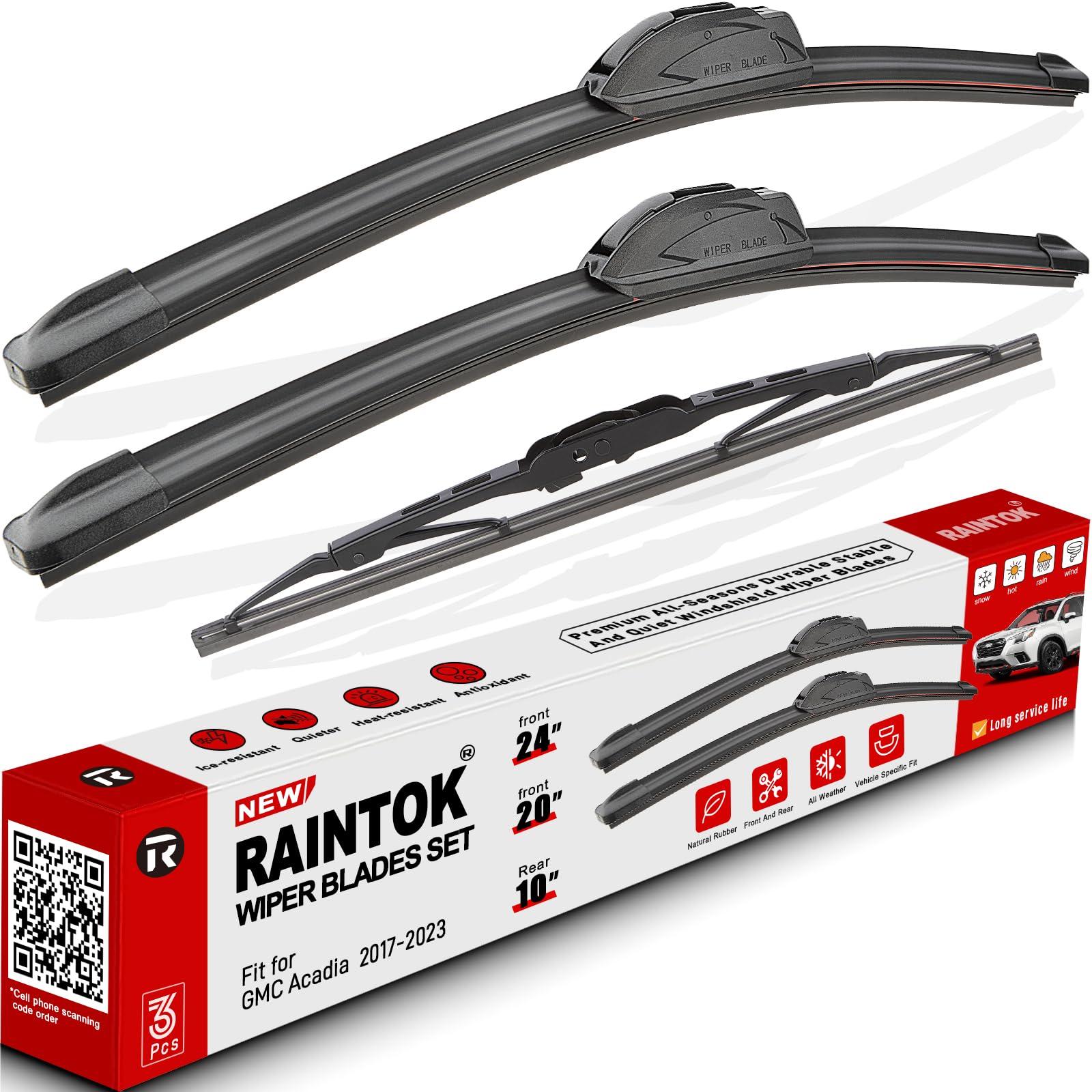 Raintok Windshield Wiper Blades Replacement For 2017-2023 Gmc Acadia Original Factory Quality Front Rear Wipers Blade Set For My