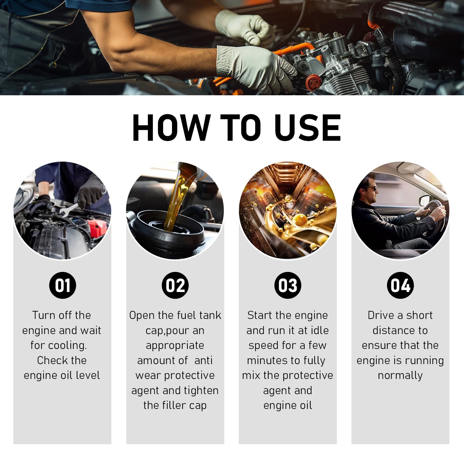 Mrryiio Anti-Wear Engine Treatment Oil Additive,Highly Effective Engine Anti-Wear Protectant,Car Engine Anti-Wear Protection Age