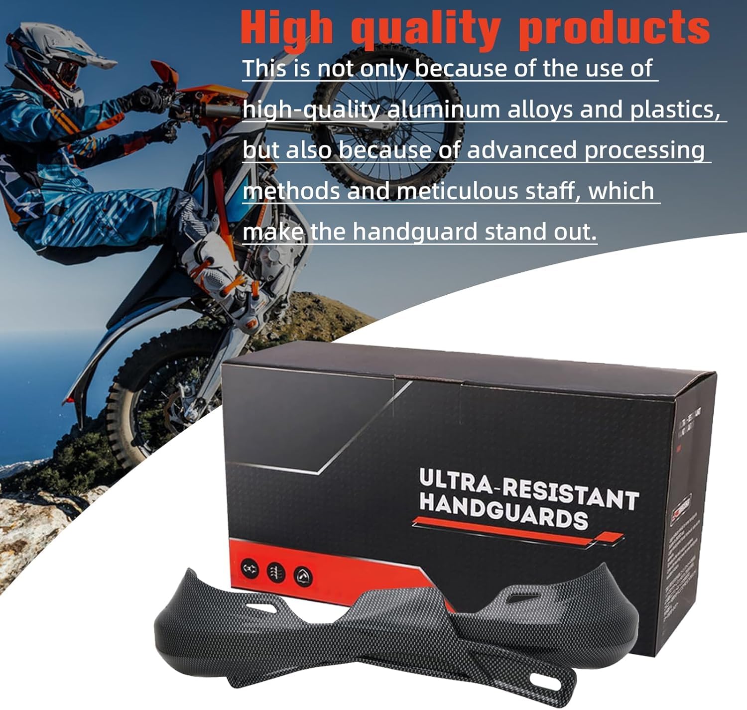 Jfg Racing Dirt Bike Handguards,Transfer Imitation Carbon Fiber Universal Handguards Hand Guards For 7/8 In And 1 1/8 In Handleb