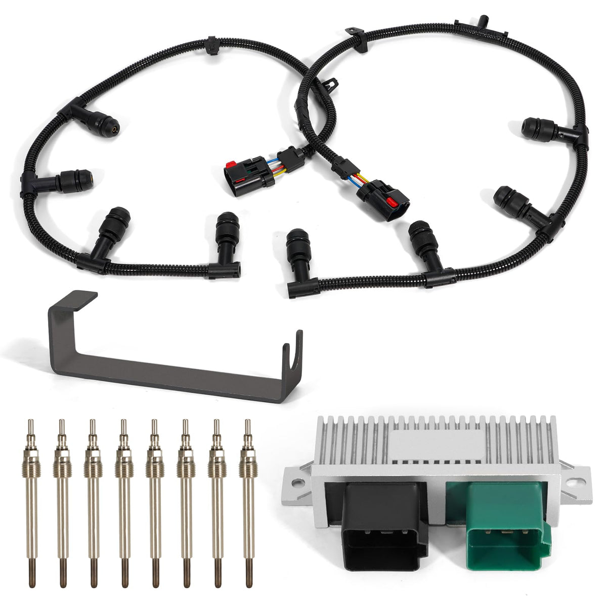 VORGENS Powerstroke Glow Plugs Harnesses Controller, GPCM Kit Compatible with 2004-2010 Ford F250/F350/F450/F550/E350/E450/Excur