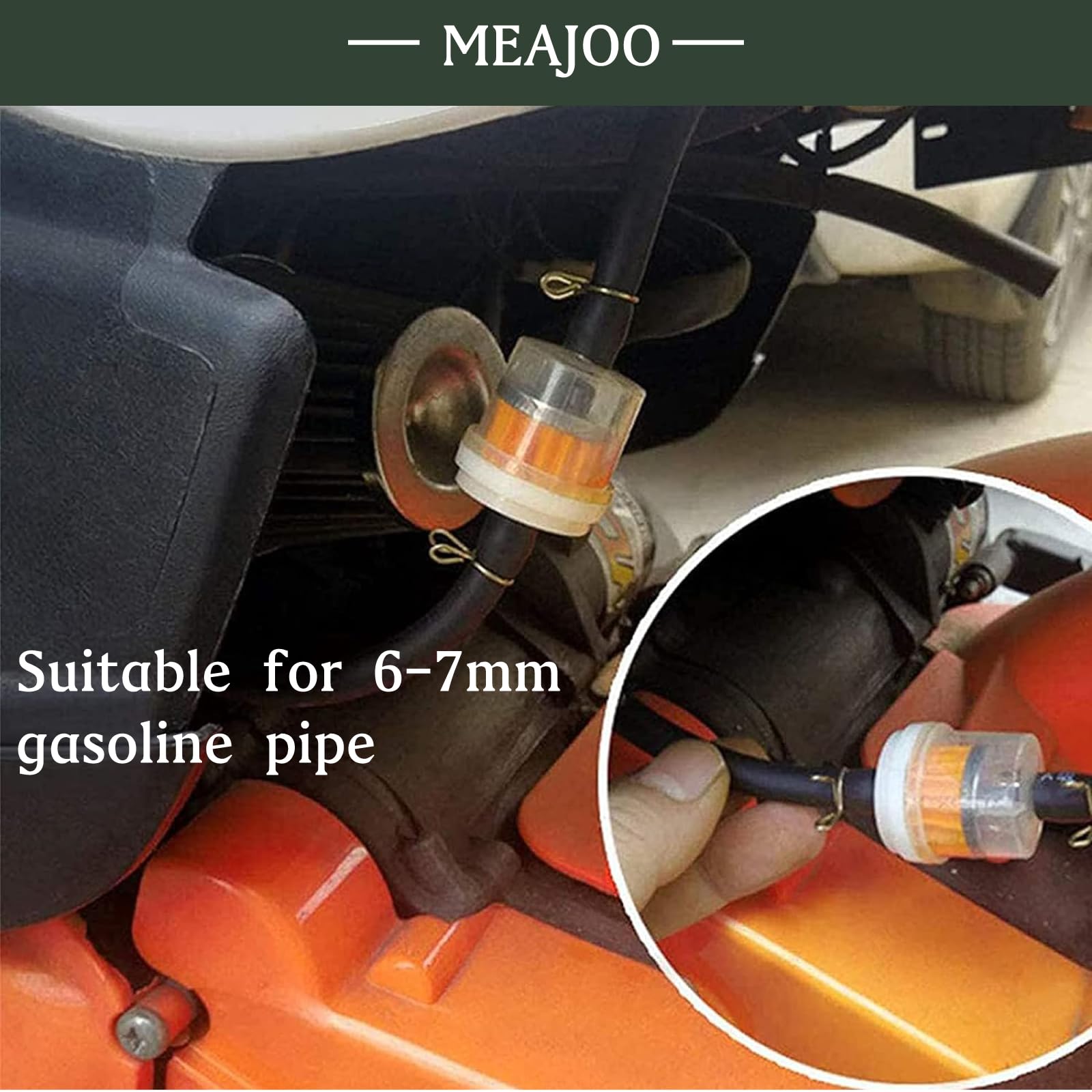 MEAJOO 10PCS 1/4'' 6mm-7mm Gas Inline Fuel Filter, with magnet, Fit for ATV Scooter Moped Go Kart Dirt Bikes Snowblower Motorcyc