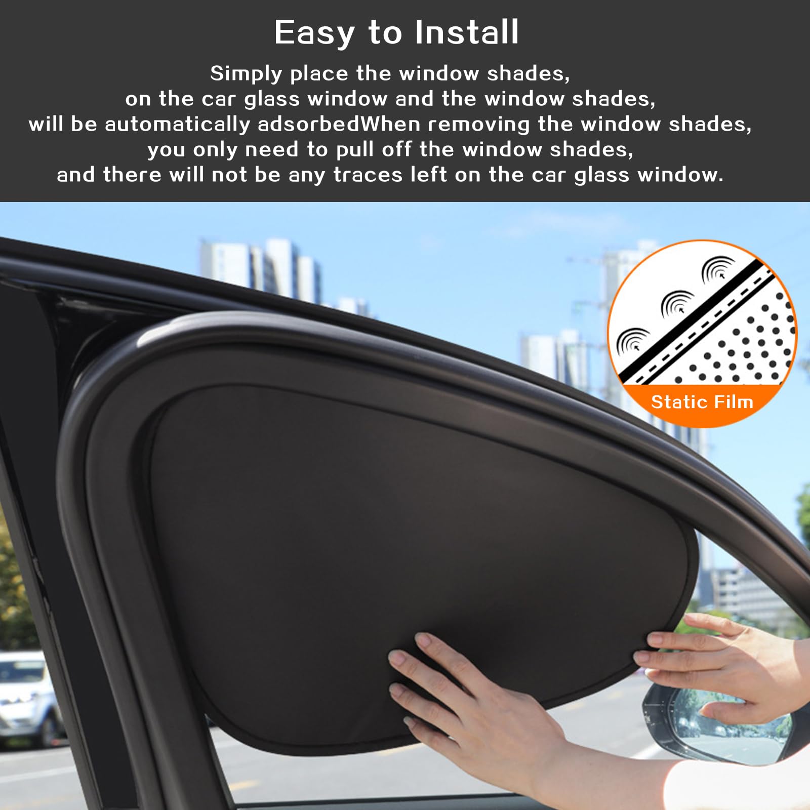 Edotim Car Window Shades, [2025 Upgrade] Electrostatic Adsorption Car Window Covers, Complete Blackout, UV Blocking, Suitable fo