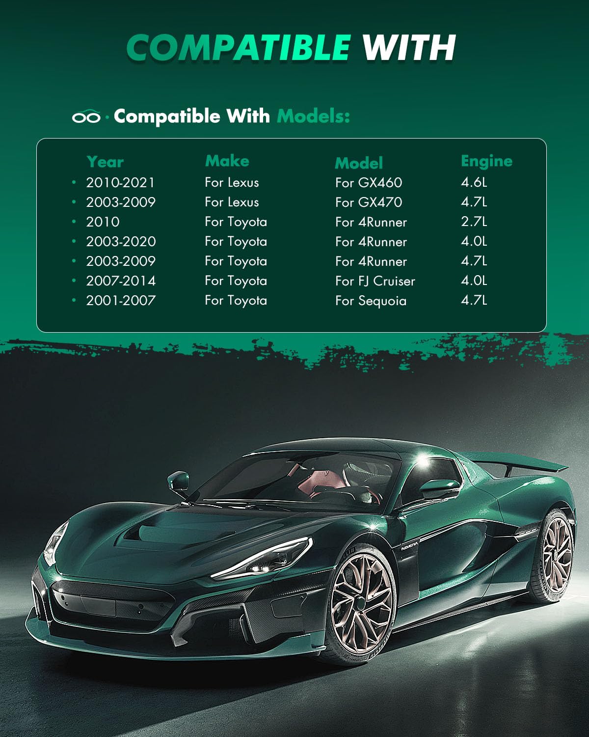 SCITOO D976 D606 Front Rear Brake Pads Sets Fit For Lexus GX460 10-17,For Lexus GX470 03-09,For Toyota For 4runner 2003-2017,For