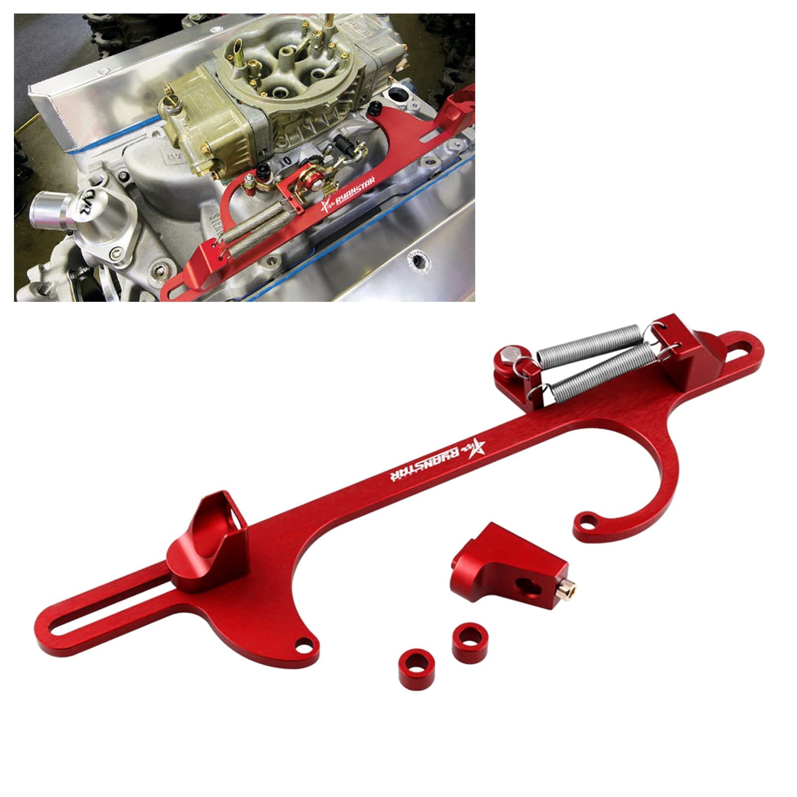 Ryanstar Throttle Cable Bracket 4150 4160 Series Throttle Brackets Billet Adjustable Aluminum Red