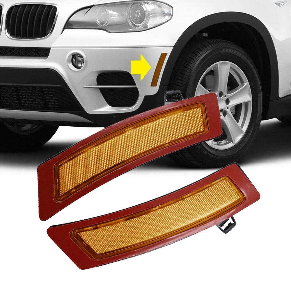 Bright-TECH Series Amber Lens Clip On Skull Front Bumper Side Marker Replacement Reflector Kit Designed For E70 X5 LCI FACELIFT 