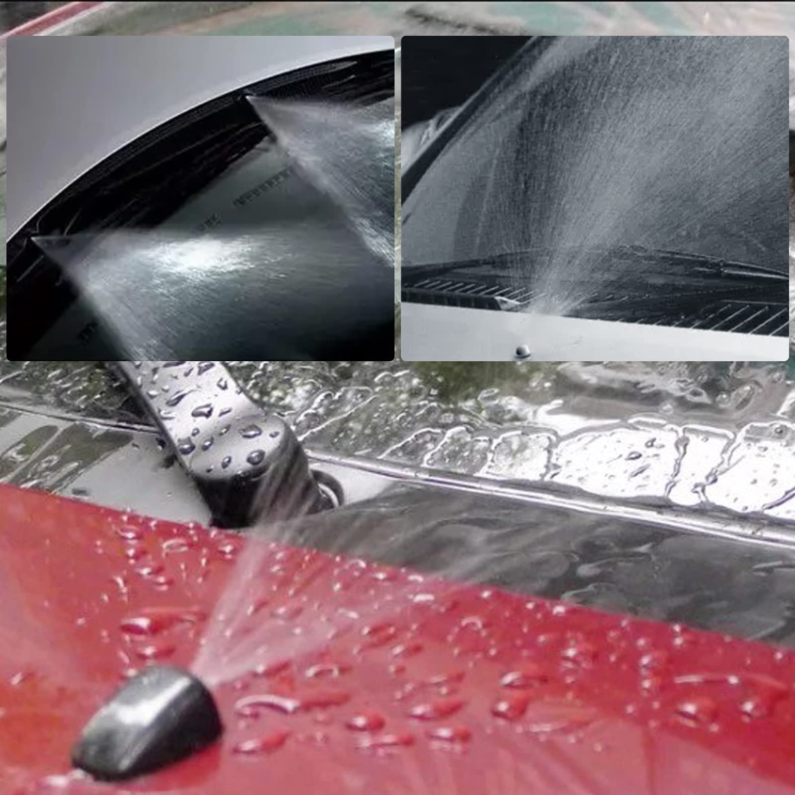 Windshield Washer Hose Kit, 2M Washer Fluid Hose+3 Pcs Hose Connectors+4 Fan Nozzles+4 Rubber Gaskets +30 Pcs Cap Heat Insulation Clips, Connect Car Water Pump And Nozzles, Suitable For Most Car