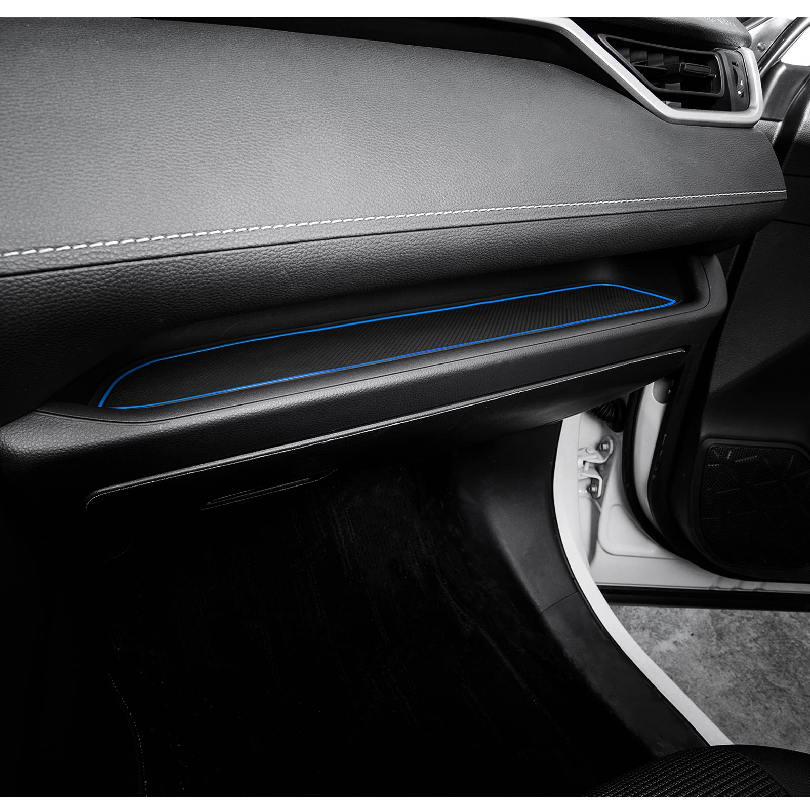 Jdmcar Liner Accessories Compatible With Toyota Rav4 2024 2023 2022 2021 2020 2019 And 2021-2024 Rav4 Prime, Custom Fit Cup Holder, Center Console, And Door Pockets Inserts Kit (Blue Trim) - 15 Pc Set