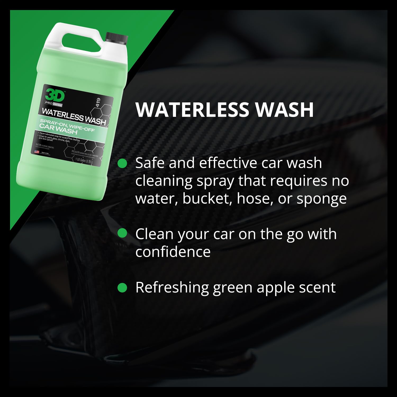 3D Waterless Car Wash - Easy Spray Waterless Detailing Spray - No Soap Or Water Needed - Great On Cars, Rvs, Motorcycles & Boats