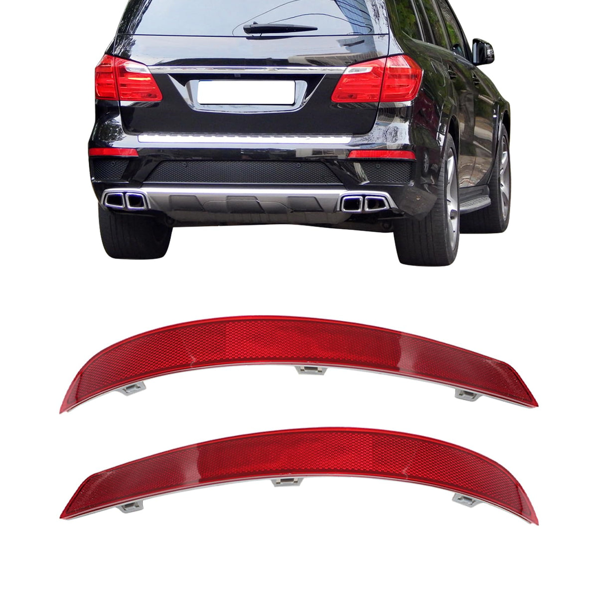 Priprilod 1 Pair Rear Bumper Reflector Compatible With Mercedes Benz Gls450 2017-2019 X166 Gl350 Gl450 Gl500 Gl550 Gl63 Amg 2013 2014 2015 2016 Replace# 1668200374 1668200474