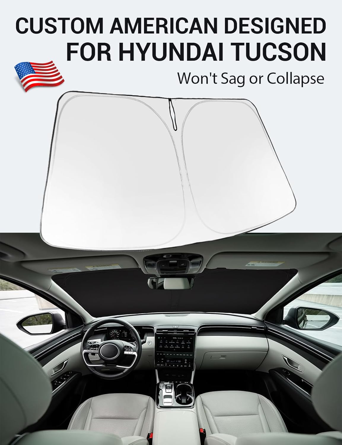 Proadsy 2025 Upgrade Windshield Sun Shade Custom Fit Hyundai Tucson 2025 2024 2023 2022 Front Window Sunshade Protector Foldable